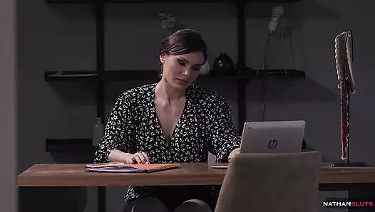 Yaramaz Asya Sekreter Polly Pons  ona BBC Colleague yukarı Ona Göt